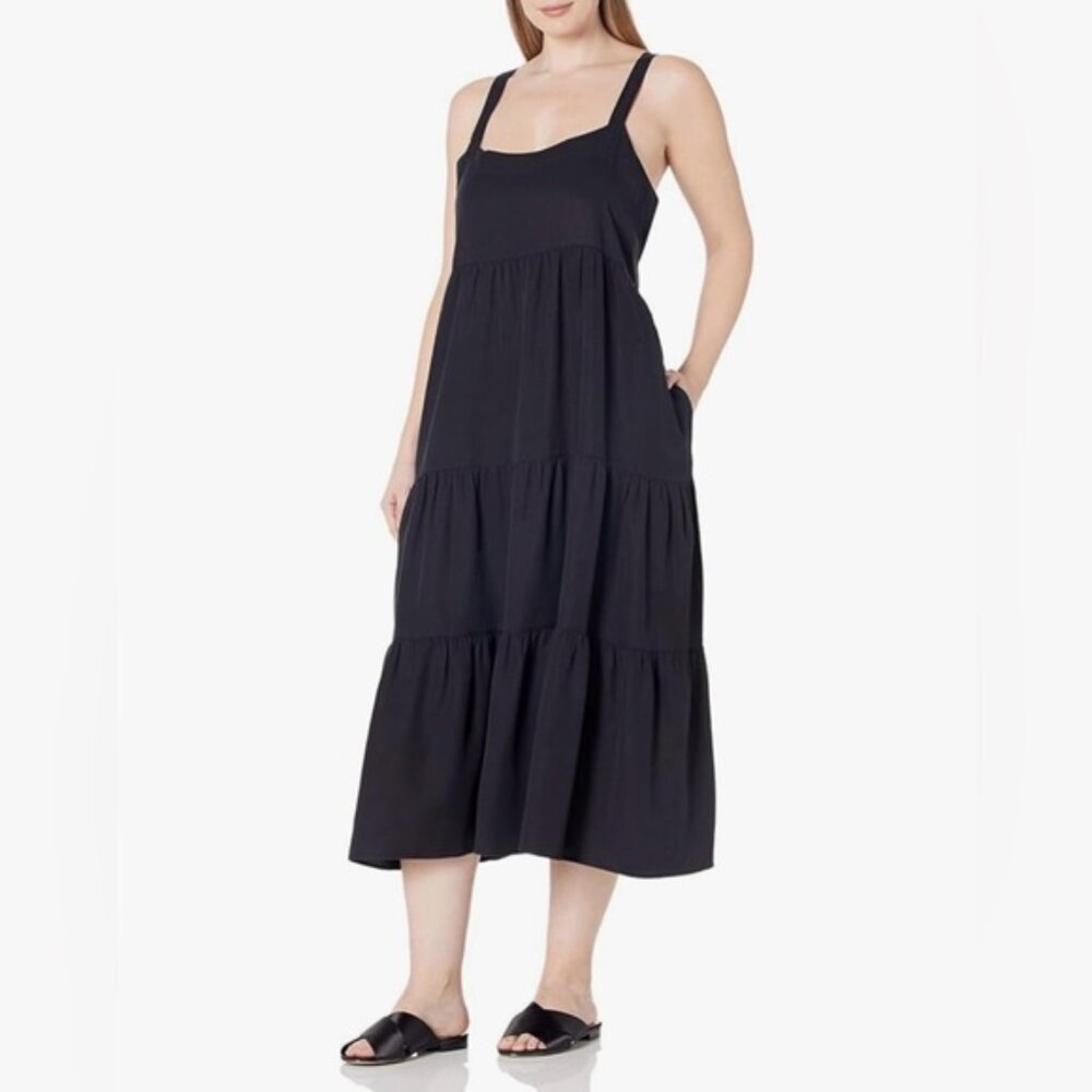 The Drop Britt Tiered Maxi Tent‎ Dress Black